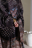 Modal Silk Ajrakh Hand Block Dupatta with Lagdi Patta - Black