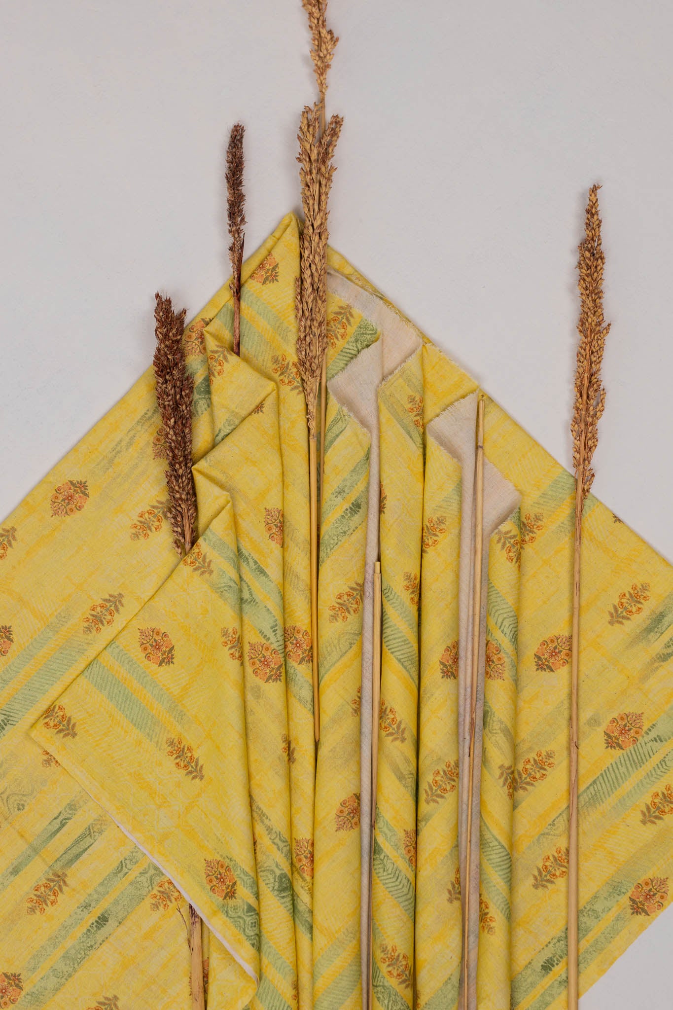 Khadi Cotton Printed Fabric - Small Flower - Vastra Raag