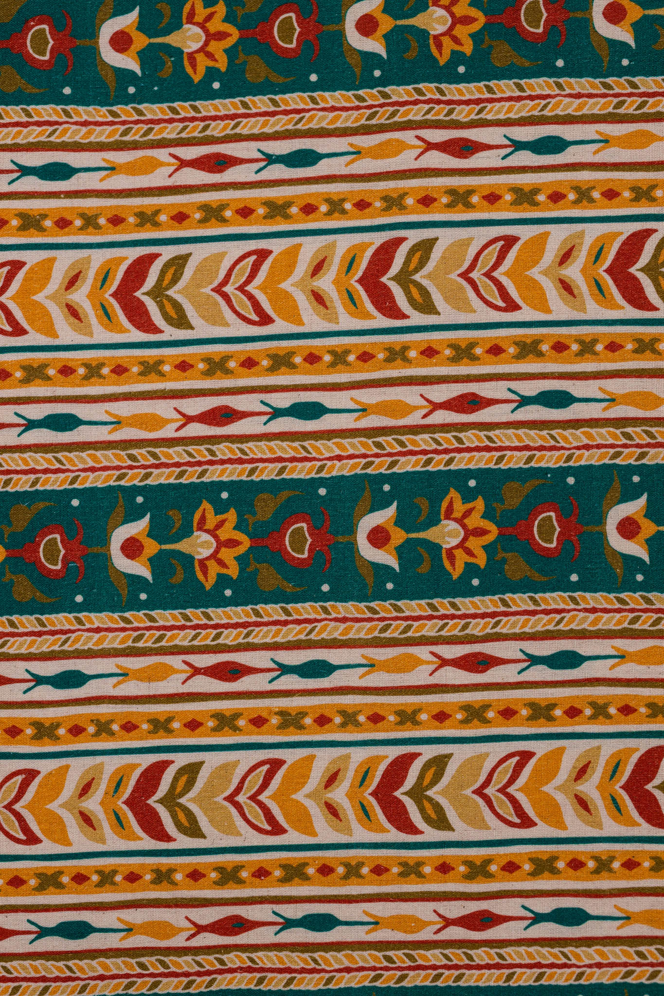Khadi Cotton Printed Fabric - Geometrical - Multicolor - Vastra Raag