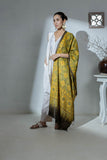 Ajrakh Hand Block Printed - Handloom Pure Tussar Silk Stole - Yellow - Vastra Raag