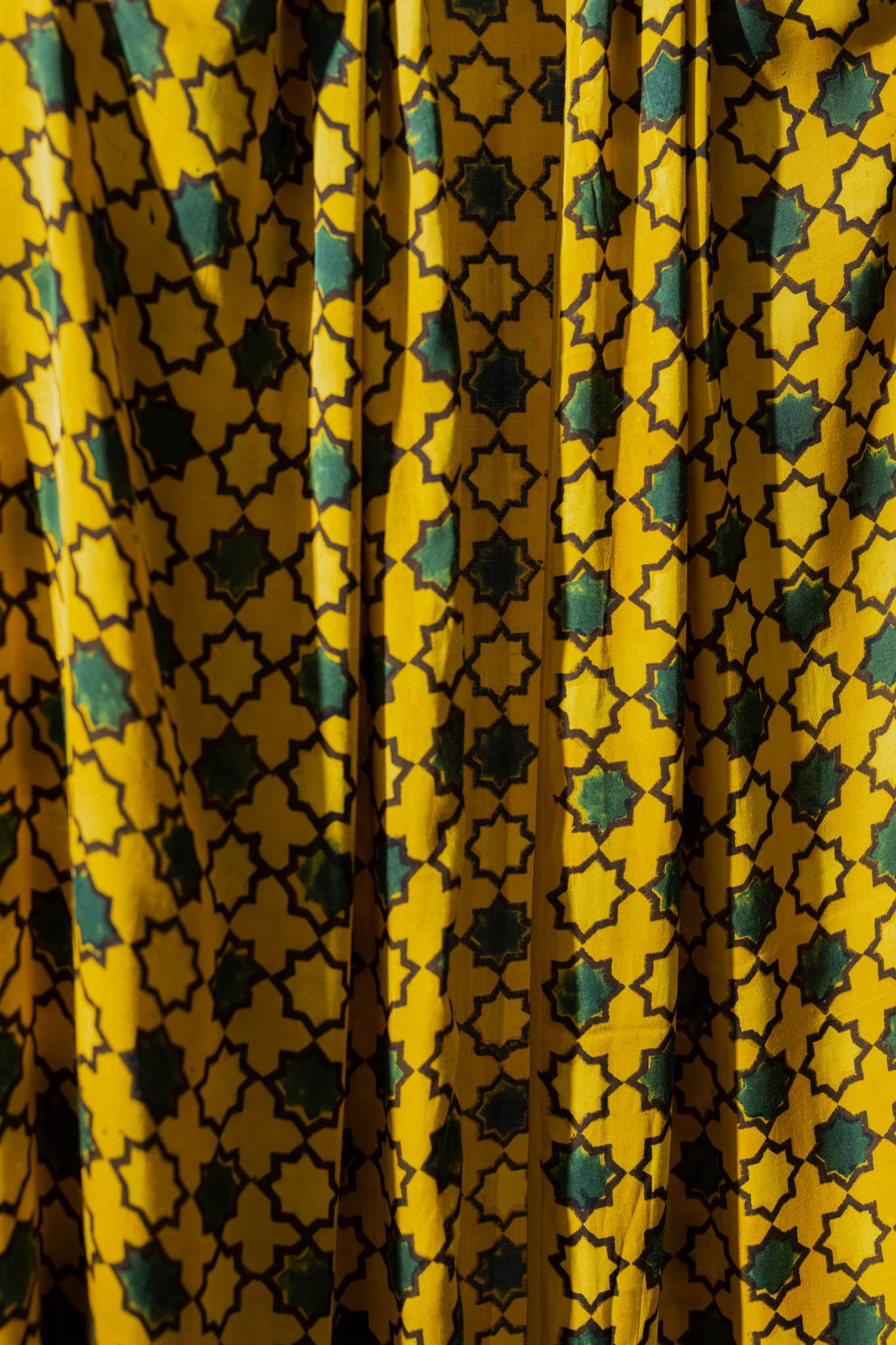 Ajrakh Hand Block Printed Modal Silk 3 PC Suit with Nakshi Dupatta - Green/Yellow - Vastra Raag