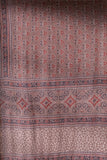 Ajrakh Hand Block Printed Kota Doria Saree - Brown