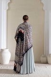 Cream/Maroon/Blue - Modal Silk Ajrakh Hand Block Dupatta