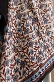 Cream/Maroon/Blue - Modal Silk Ajrakh Hand Block Dupatta