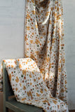 100% Pure European Linen Printed Fabric - Floral - Cream/Yellow