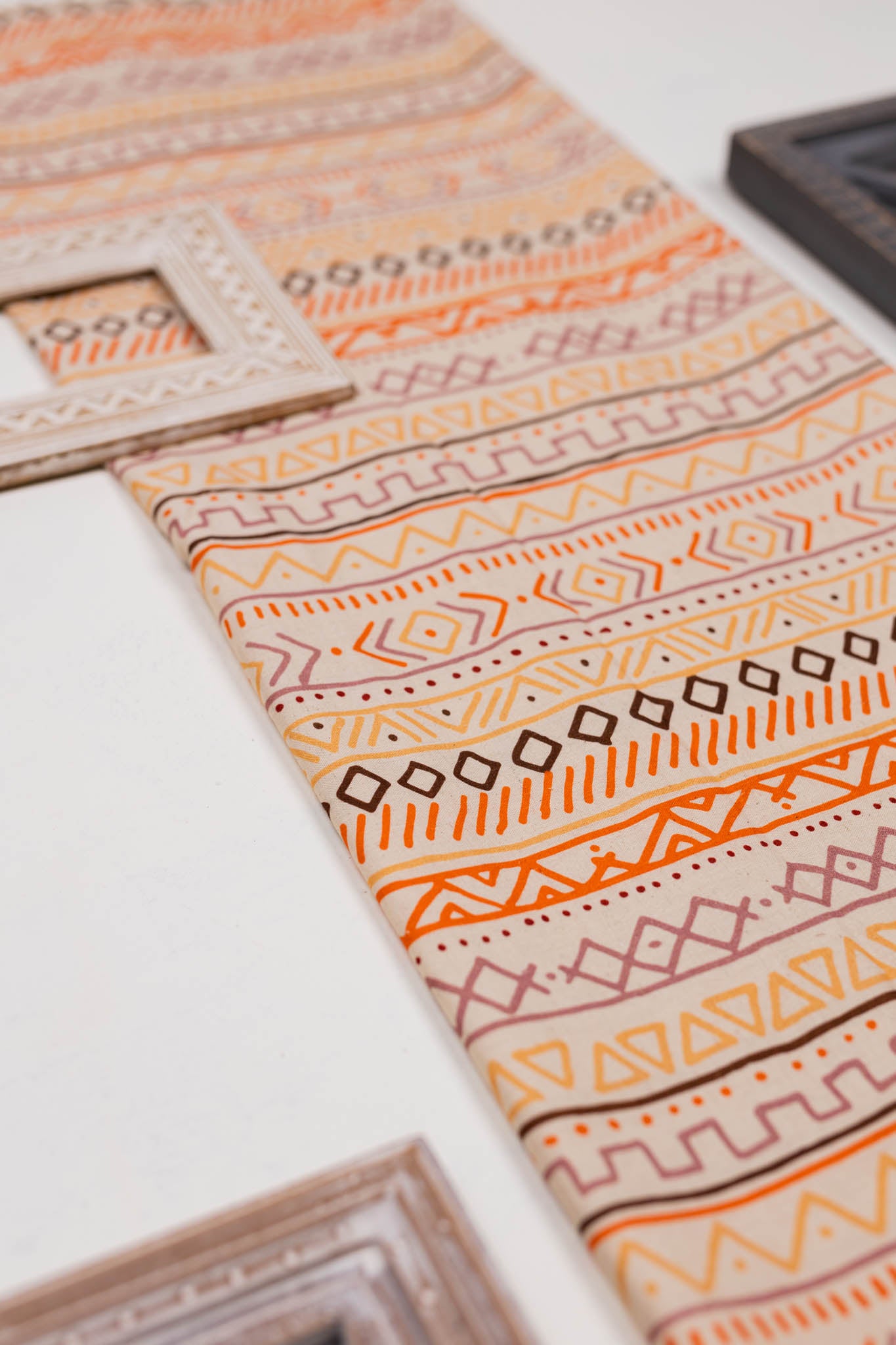 Khadi Cotton Printed Fabric - Geometrical - Multicolor - Vastra Raag