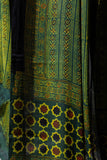 Ajrakh Hand Block Printed Modal Silk 3 PC Suit with Nakshi Dupatta - Green/Yellow - Vastra Raag