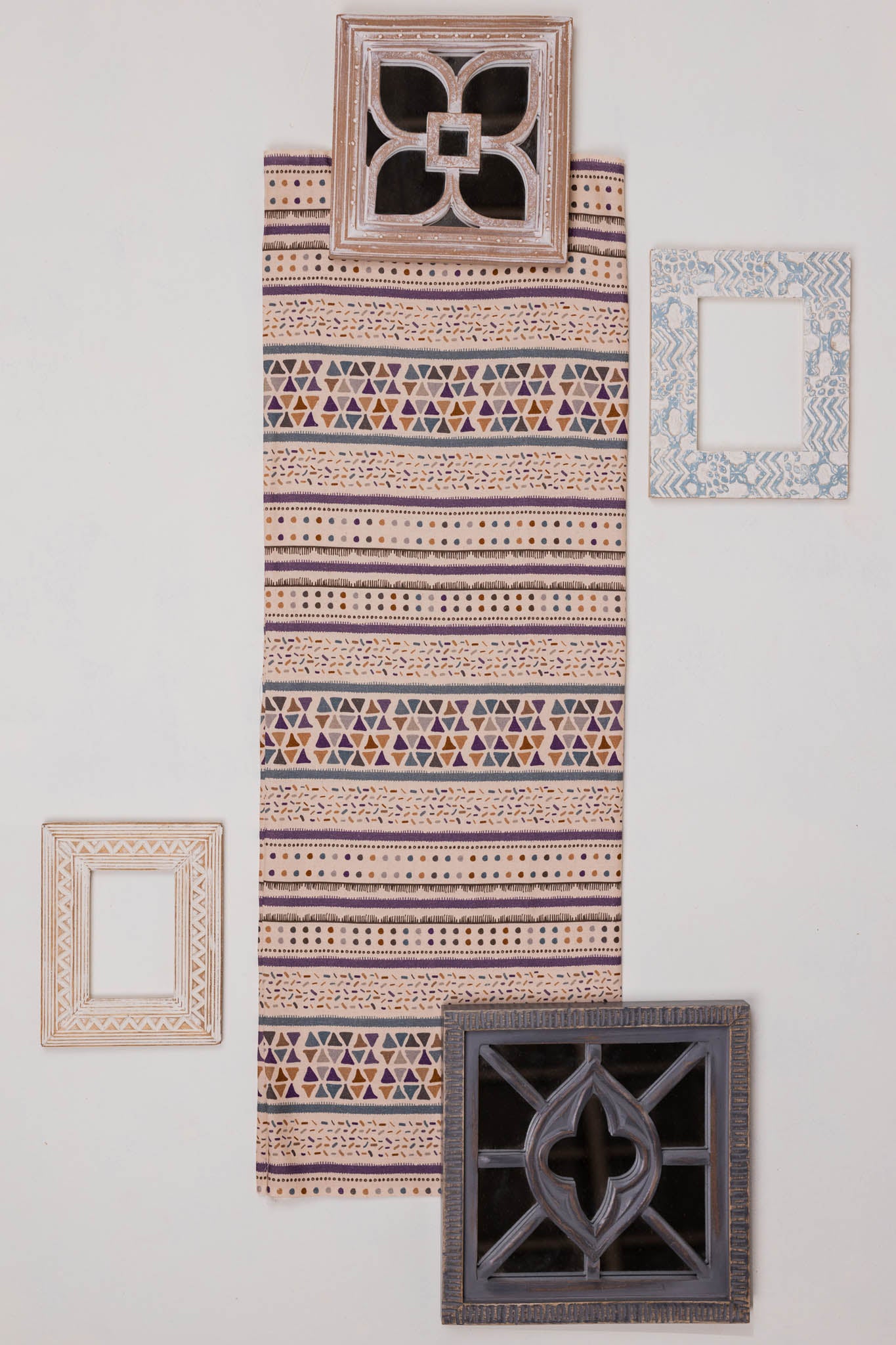 Khadi Cotton Printed Fabric - Geometrical - Multicolor - Vastra Raag