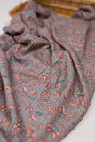 Khadi Cotton Printed Fabric - Floral - Grey - Vastra Raag