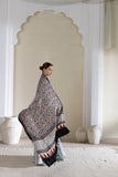 Cream/Maroon/Blue - Modal Silk Ajrakh Hand Block Dupatta