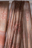 Ajrakh Hand Block Printed Kota Doria Saree - Peach