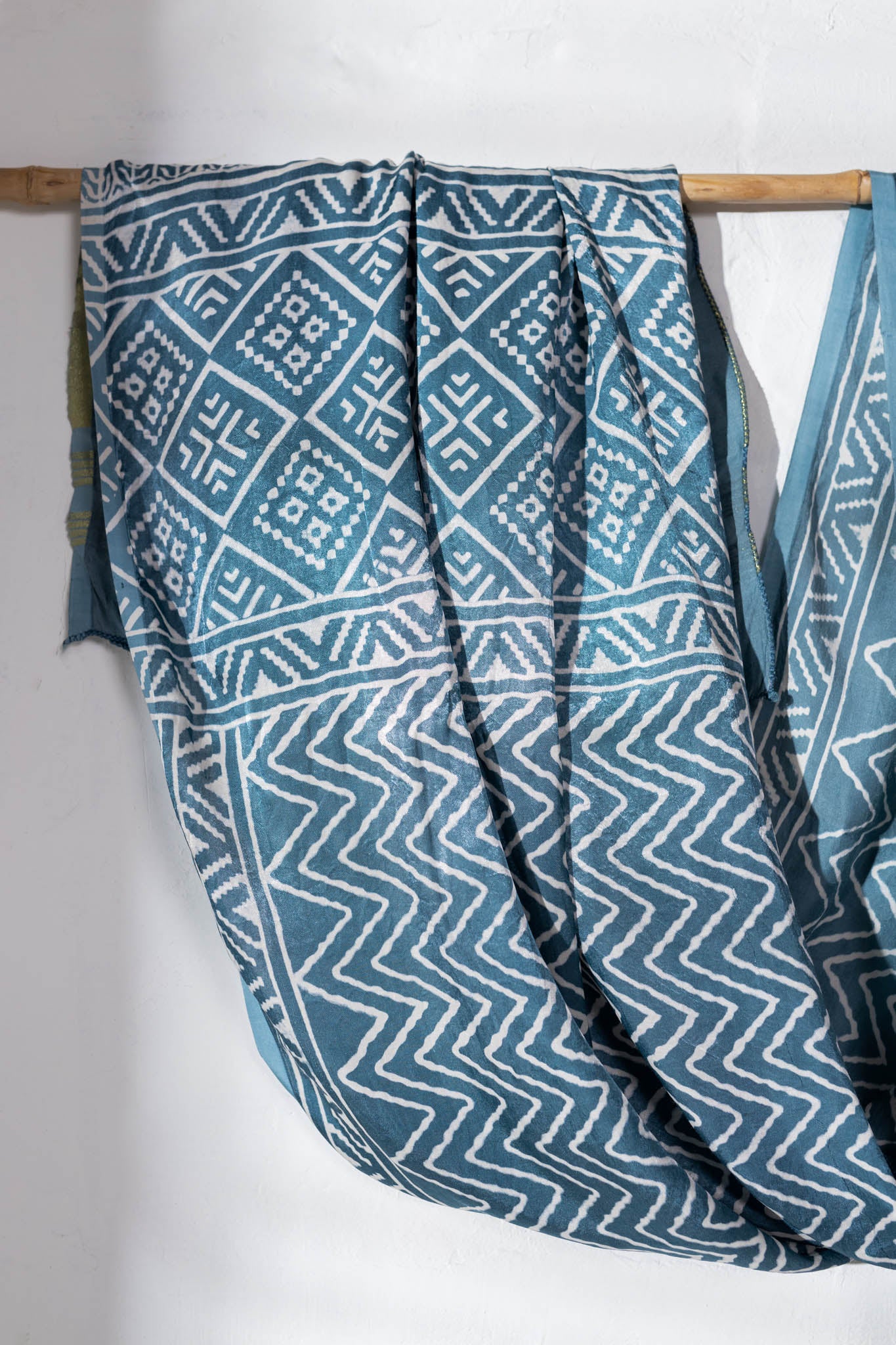 Hand Block Modal Silk Stole - Robin's Egg Blue - Vastra Raag