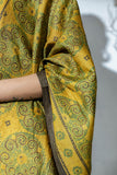 Ajrakh Hand Block Printed - Handloom Pure Tussar Silk Stole - Yellow - Vastra Raag