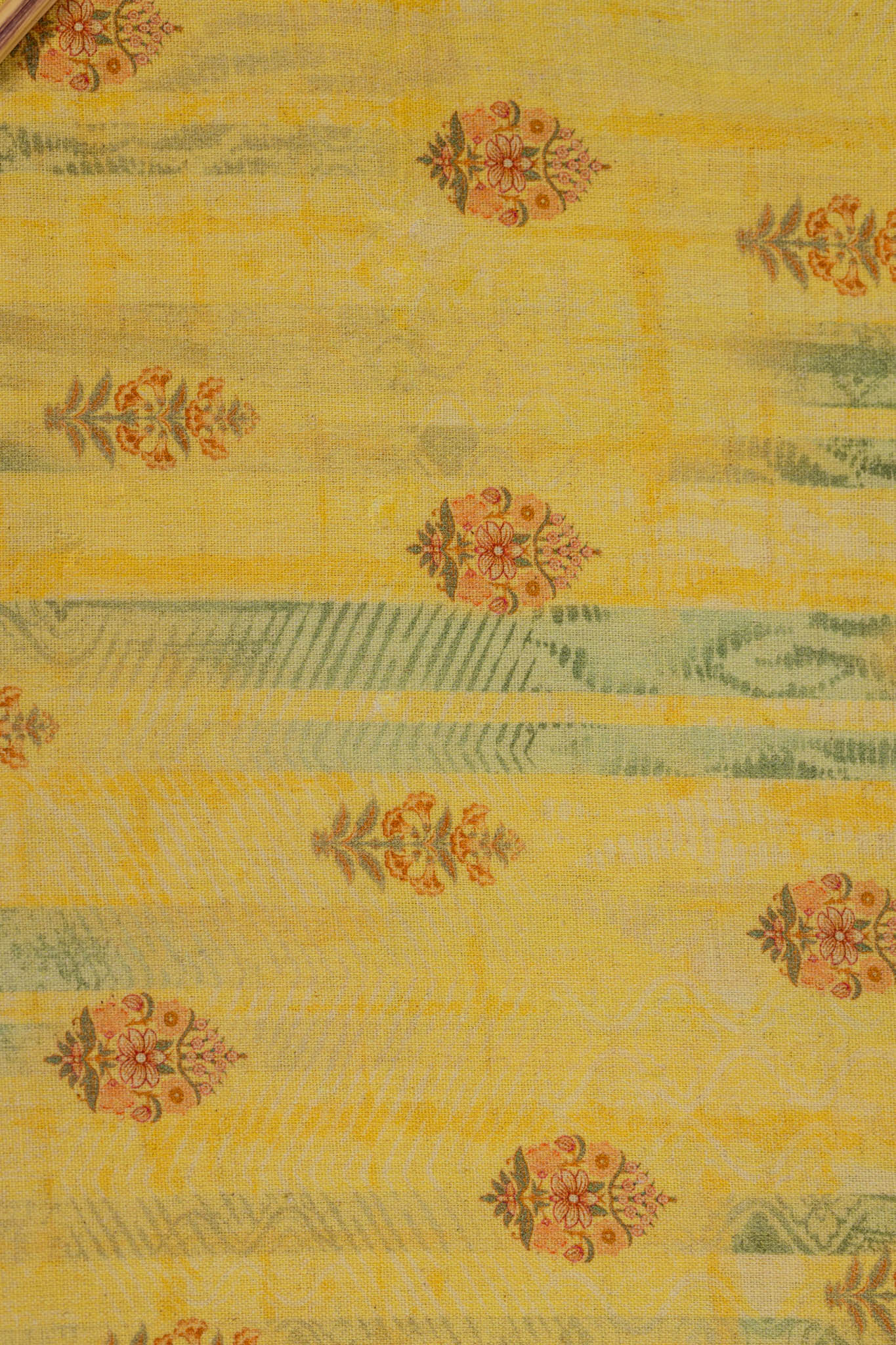 Khadi Cotton Printed Fabric - Small Flower - Vastra Raag