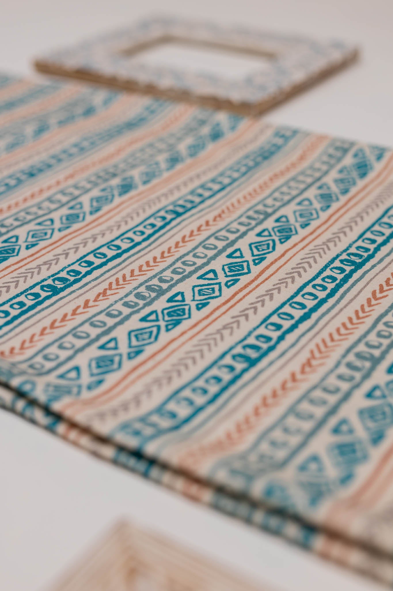 Khadi Cotton Printed Fabric - Geometrical - Multicolor - Vastra Raag