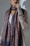 Ajrakh Hand Block Printed - Handloom Pure Tussar Silk Stole - Purple - Vastra Raag