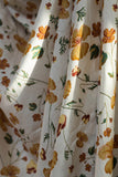 100% Pure European Linen Printed Fabric - Floral - Cream/Yellow