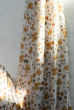 100% Pure European Linen Printed Fabric - Floral - Cream/Yellow