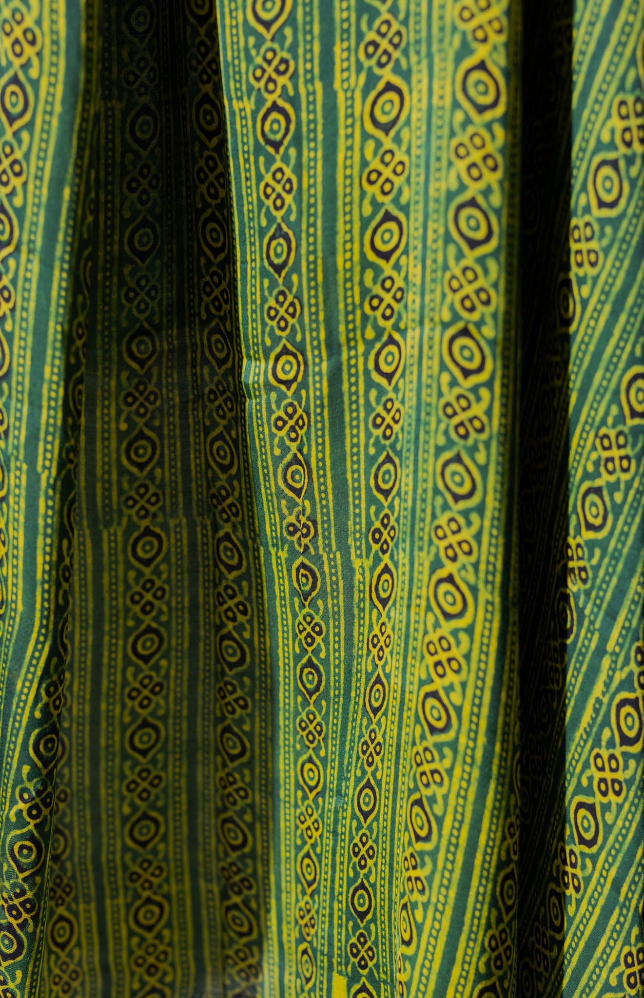 Ajrakh Hand Block Printed Modal Silk 3 PC Suit with Nakshi Dupatta - Green/Yellow - Vastra Raag