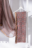 Ajrakh Hand Block Printed Kota Doria Saree - Brown