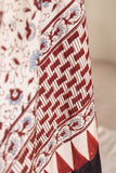 Cream/Maroon - Modal Silk Ajrakh Hand Block Dupatta