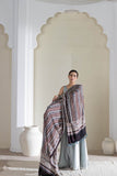 Cream/Maroon/Blue - Modal Silk Ajrakh Hand Block Dupatta