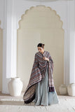 Cream/Maroon/Blue - Modal Silk Ajrakh Hand Block Dupatta