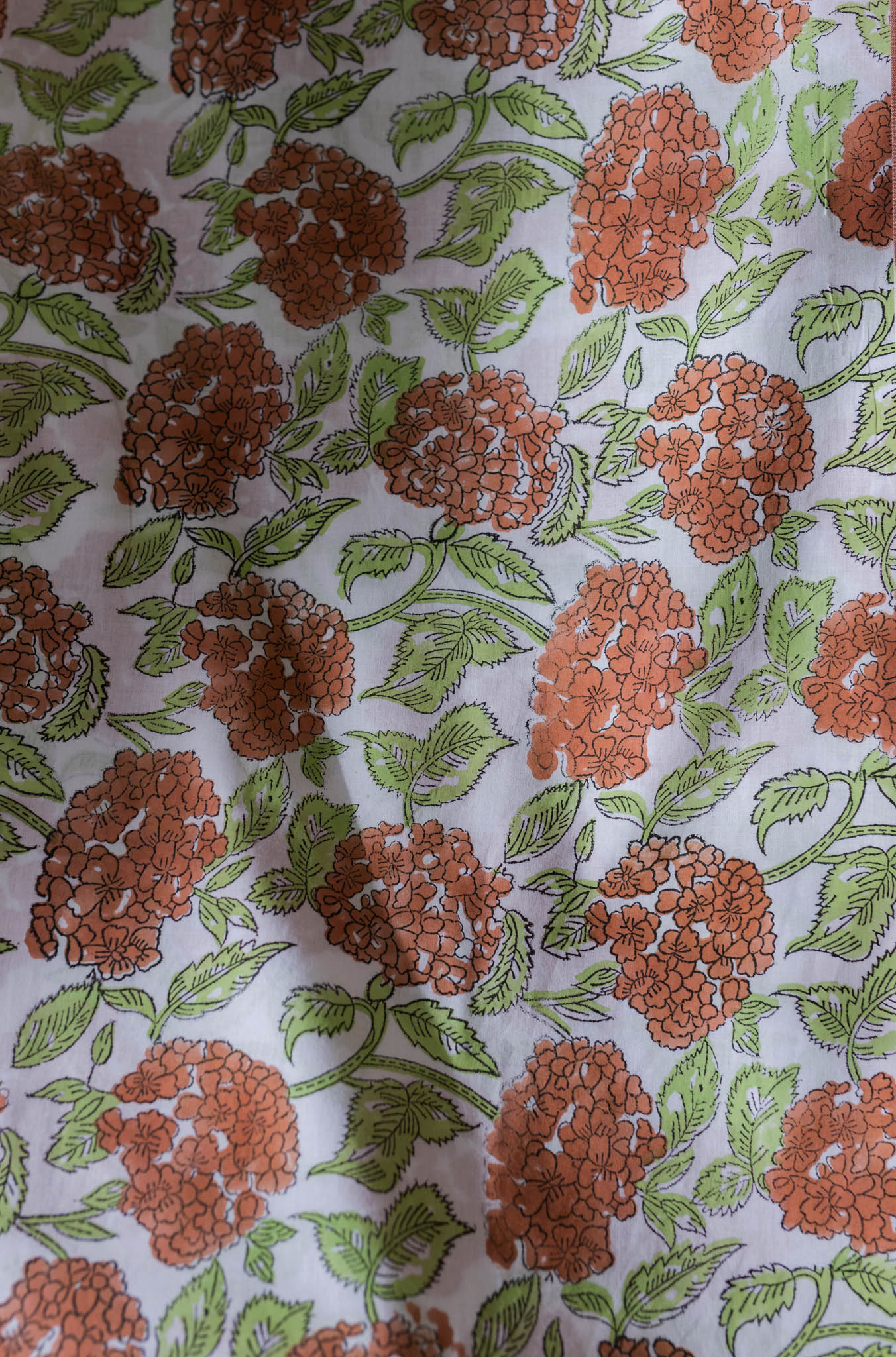 Pure Cotton Ikat Weaved Hand Block Printed 3 PC Suit with Kota Doria Dupatta - Peach - Vastra Raag