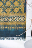 Blue/Yellow - Ajrakh Hand Block Printed - Handloom Cotton Stole - Vastra Raag