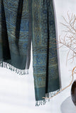 Green - Ajrakh Hand Block Printed - Handloom Cotton Stole - Vastra Raag