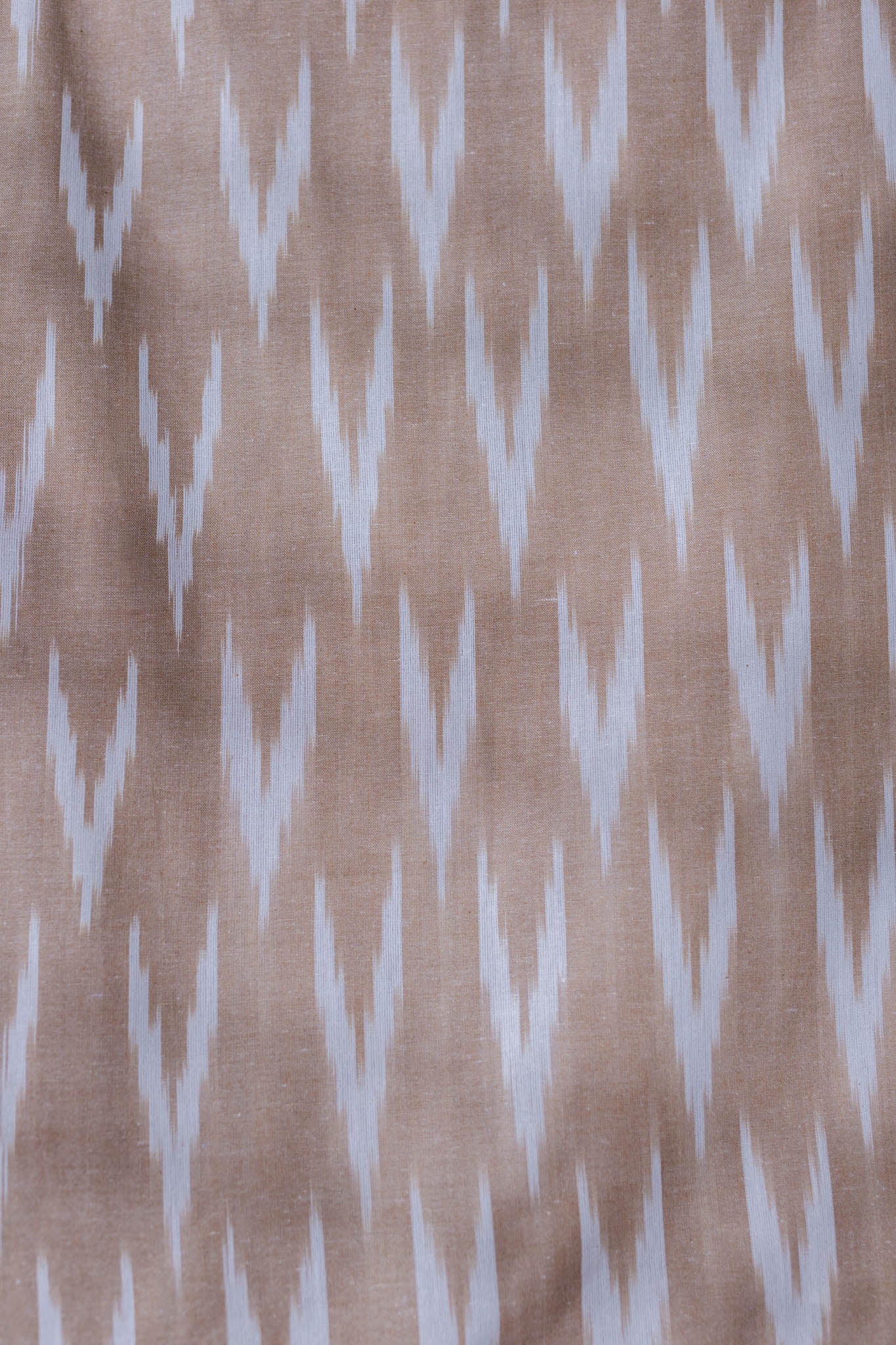 Pure Cotton Ikat Weaved Hand Block Printed 3 PC Suit with Kota Doria Dupatta - Beige - Vastra Raag