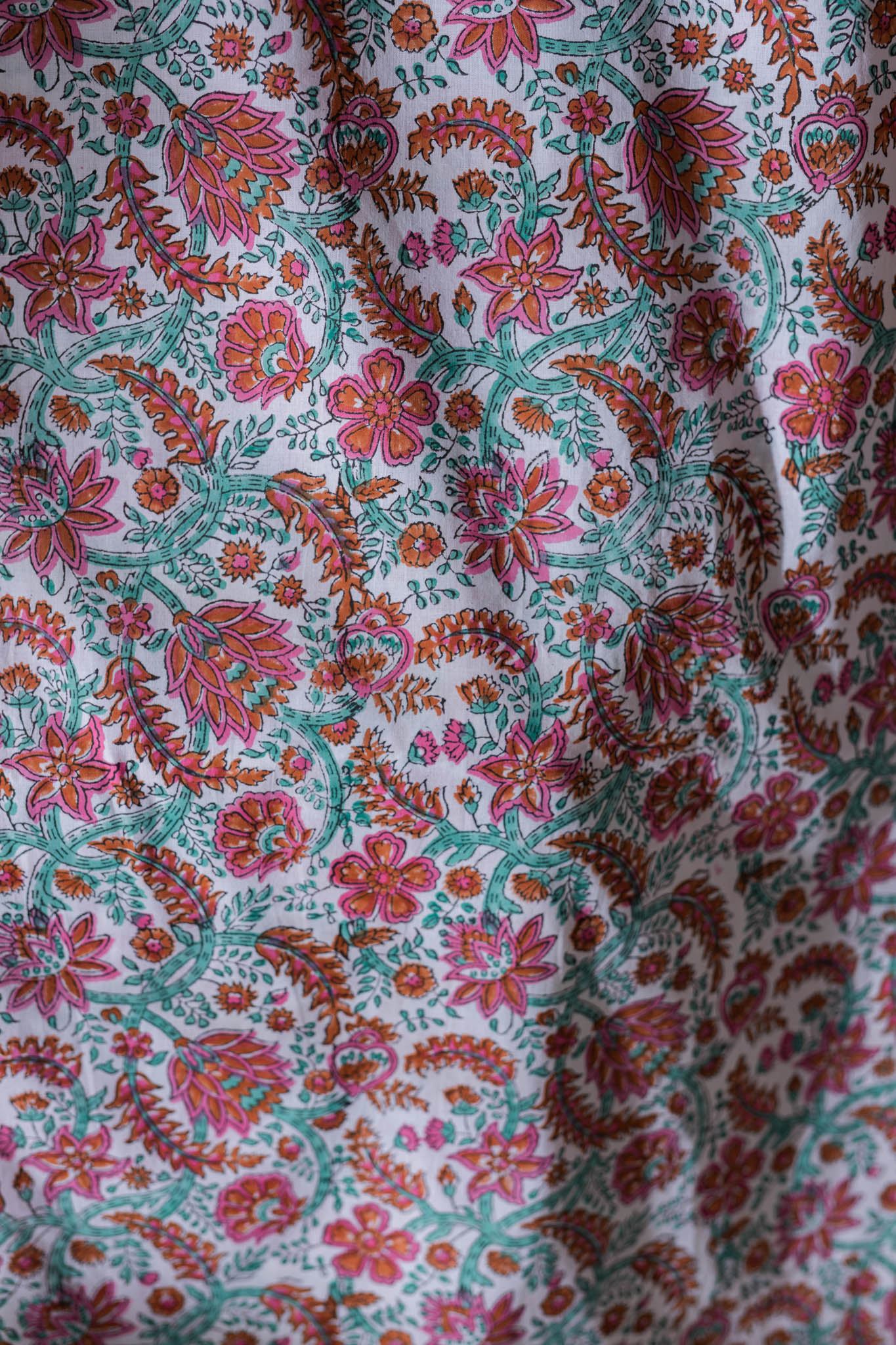 Pure Cotton Ikat Weaved Hand Block Printed 3 PC Suit with Kota Doria Dupatta - Brown - Vastra Raag