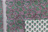 Pure Chanderi Silk Hand Block Printed 3 PC Suit - Pink/Green - Vastra Raag