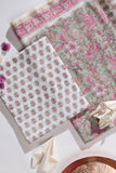Pure Chanderi Silk Hand Block Printed 3 PC Suit - Green/Pink - Vastra Raag