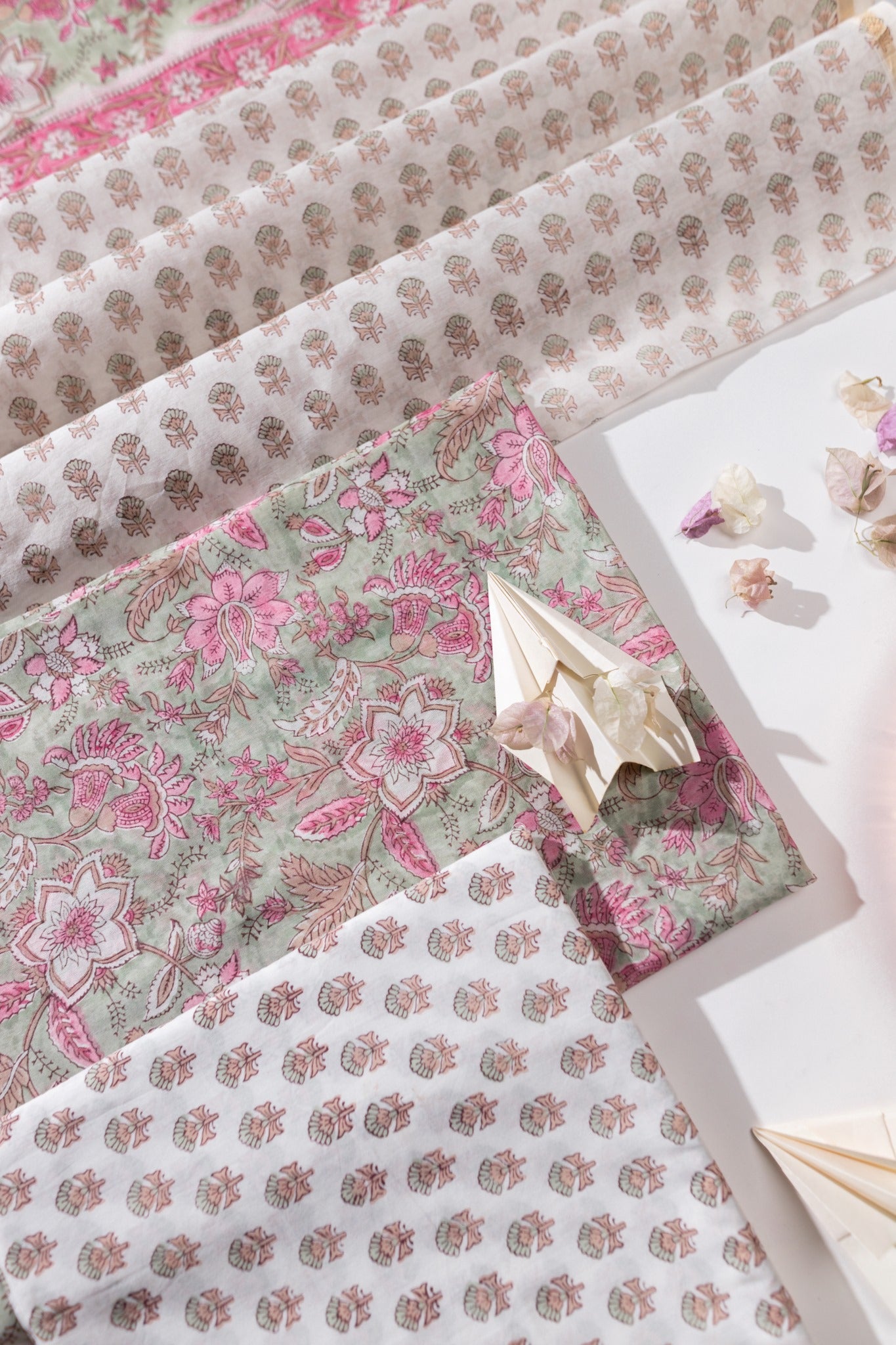 Pure Chanderi Silk Hand Block Printed 3 PC Suit - Green/Pink - Vastra Raag