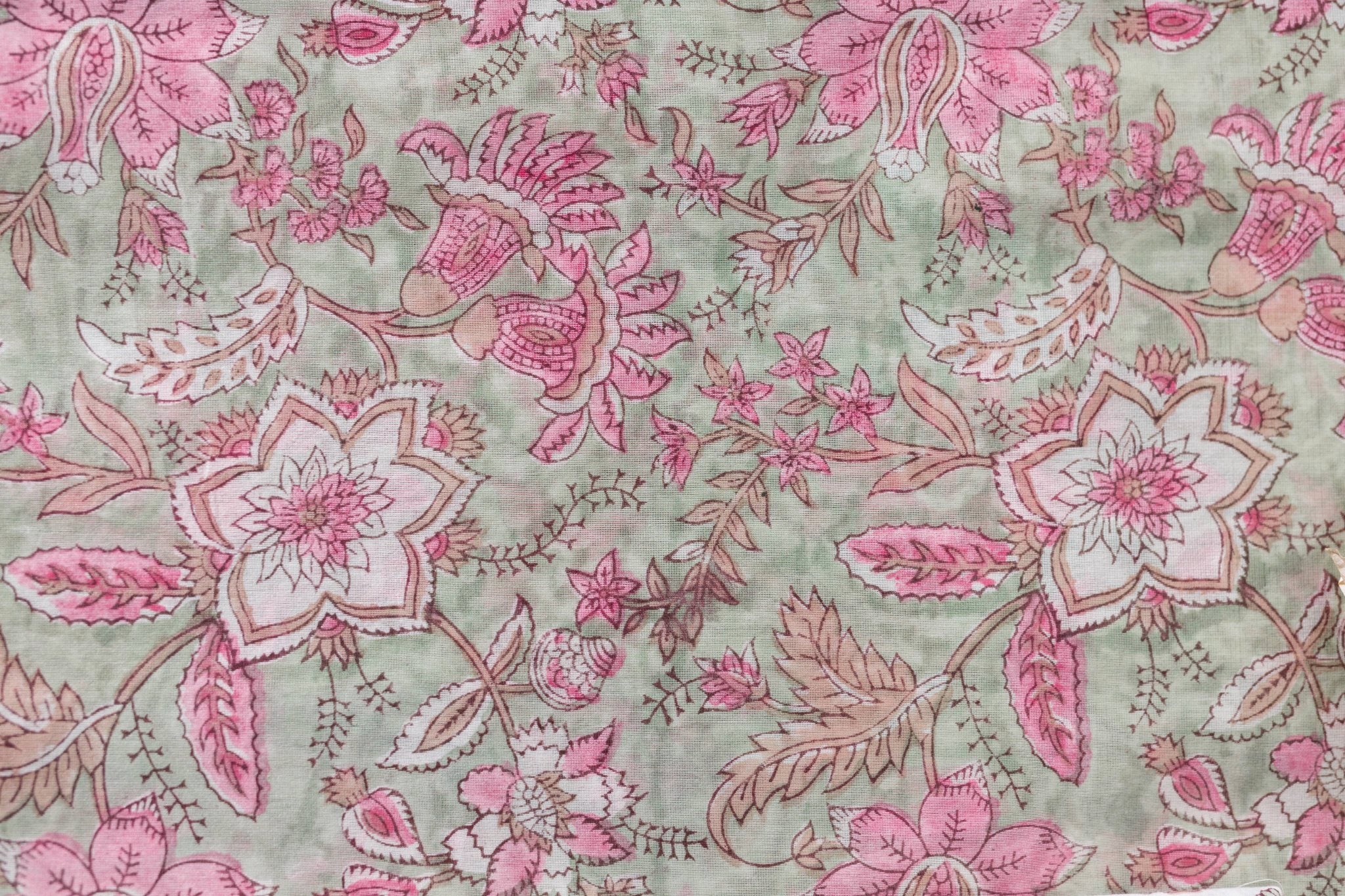 Pure Chanderi Silk Hand Block Printed 3 PC Suit - Green/Pink - Vastra Raag