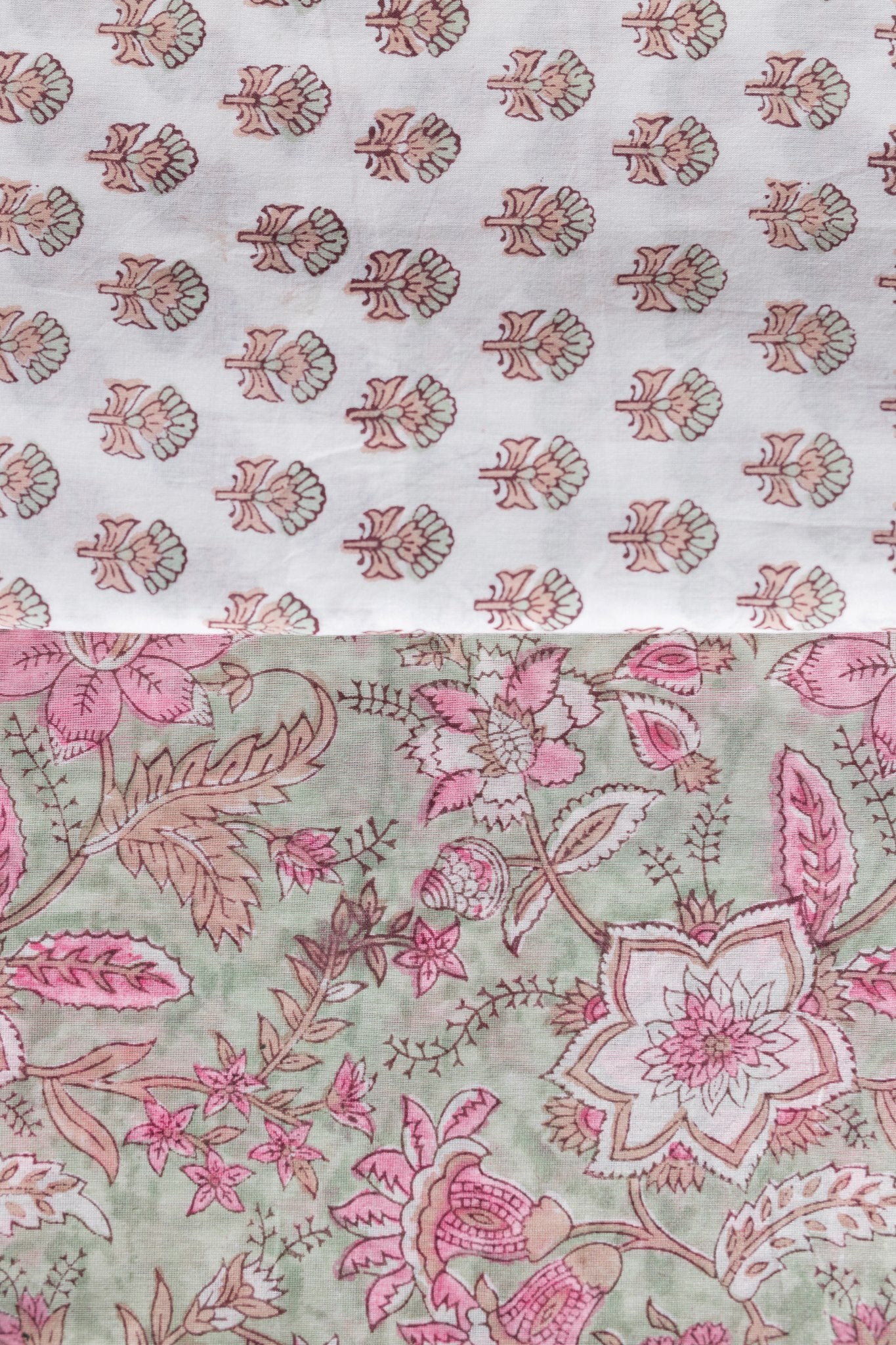 Pure Chanderi Silk Hand Block Printed 3 PC Suit - Green/Pink - Vastra Raag