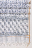 Pure Cotton Hand Block Printed 3 PC Suit with Kota Doria Dupatta - White/Grey - Vastra Raag