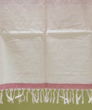 Pure Cotton Ikat Handloom Dupatta - White/Red - Vastra Raag