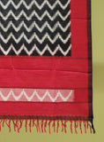 Pure Cotton Ikat Handloom Dupatta - Red/Black - Vastra Raag