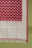 Pure Cotton Ikat Handloom Dupatta - White/Red - Vastra Raag