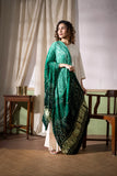 Bottle Green - Modal Silk Bandhani Ombre Dyed Dupatta with Lagdi Patta
