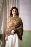Brown - Ombre Dyed Garchola Bandhani Modal Silk Dupatta with Zari Lagdi Patta