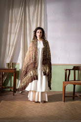 Brown - Ombre Dyed Garchola Bandhani Modal Silk Dupatta with Zari Lagdi Patta