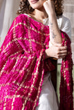 Maharani Pink - Ombre Dyed Garchola Bandhani Modal Silk Dupatta with Zari Lagdi Patta