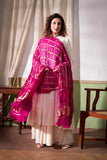 Maharani Pink - Ombre Dyed Garchola Bandhani Modal Silk Dupatta with Zari Lagdi Patta