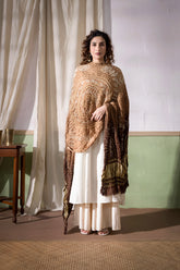 Brown - Modal Silk Bandhani Ombre Dyed Dupatta with Lagdi Patta