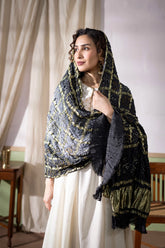 Grey - Ombre Dyed Garchola Bandhani Modal Silk Dupatta with Zari Lagdi Patta
