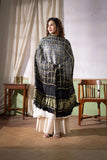 Grey - Ombre Dyed Garchola Bandhani Modal Silk Dupatta with Zari Lagdi Patta