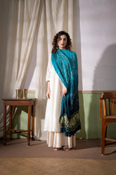 Rama Green - Modal Silk Bandhani Ombre Dyed Dupatta with Lagdi Patta